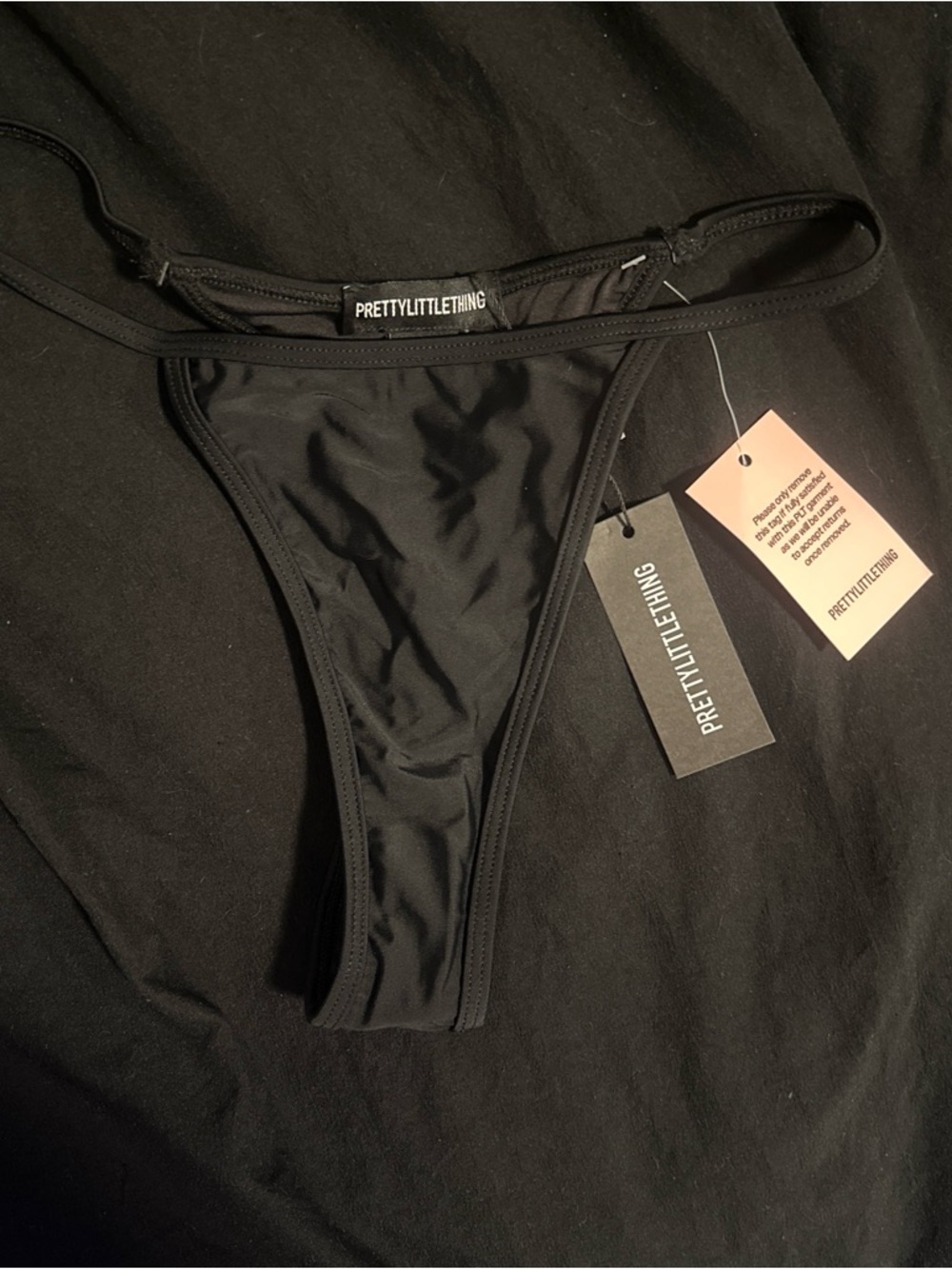 PrettyLittleThing Black Thong Swim Bottom